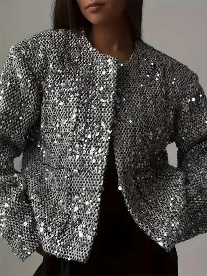 Elegant Tweed Sequined Jacket