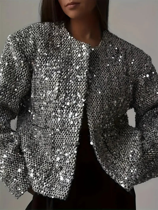 Elegant Tweed Sequined Jacket