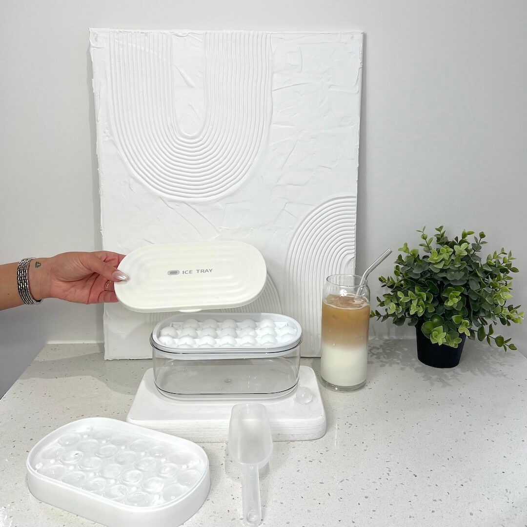 Pastel 2 in 1 Round Ice Cube Maker with Silicone Storage Box