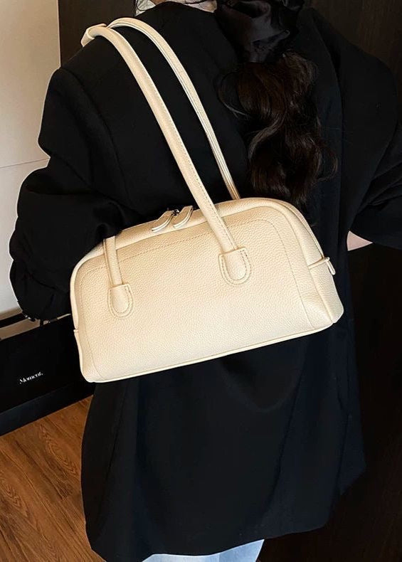 Amber Curve - Soft Yellow Shoulder Handbag