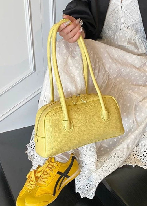 Amber Curve - Soft Yellow Shoulder Handbag