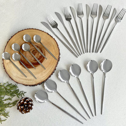 Modern Silver Flatware Set