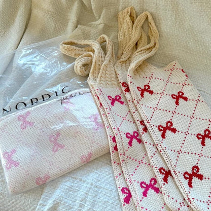 Bow Crochet Tote Bag