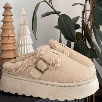 Buckle Platform Slippers