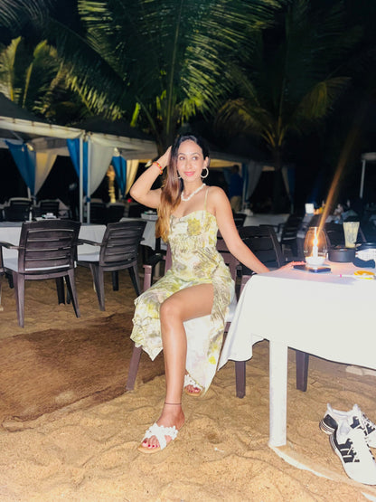 Floral Print Spaghetti Strap Bustier Dress