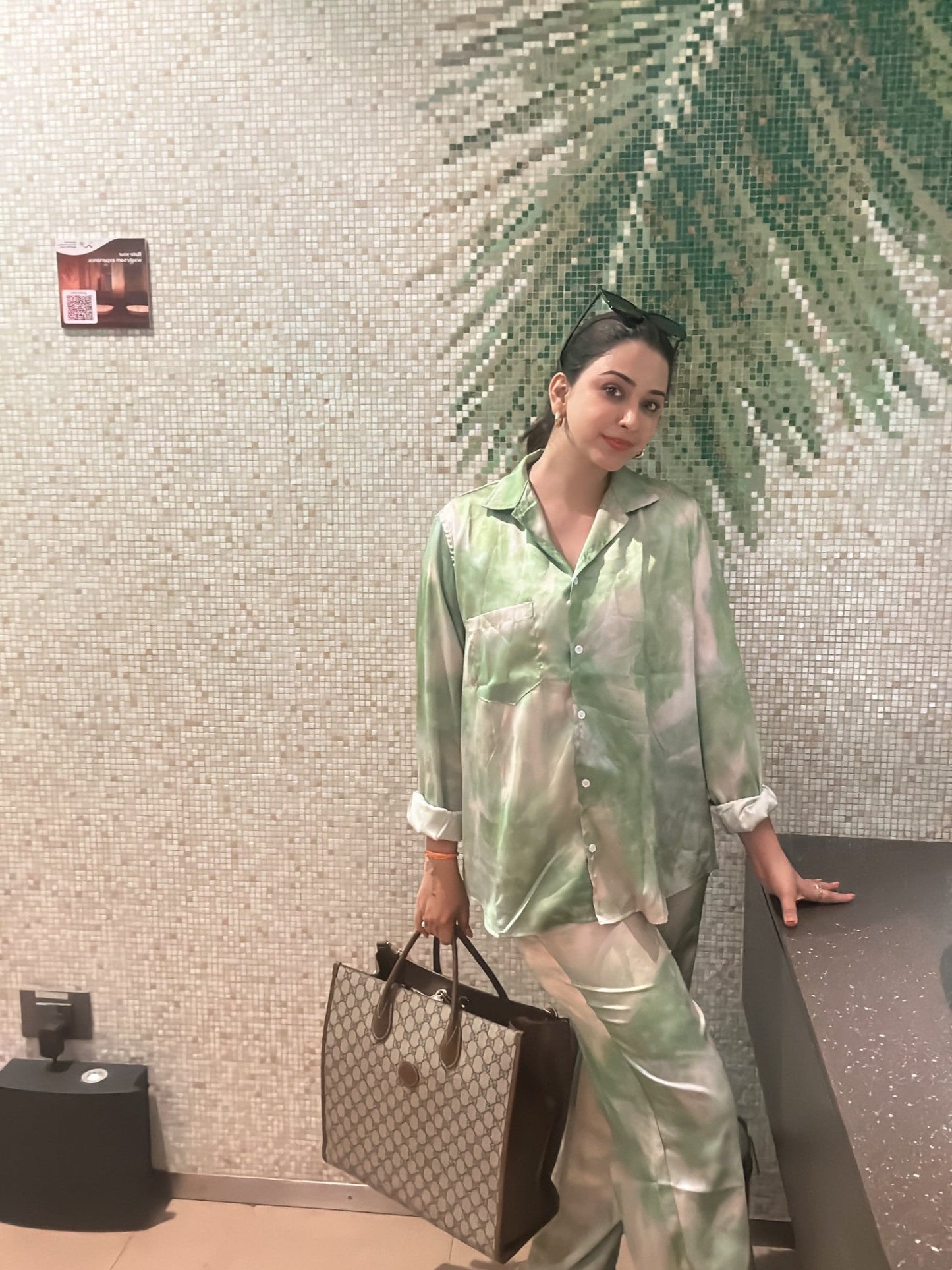 Green Tie Dye Shirt & Pants Coord Set