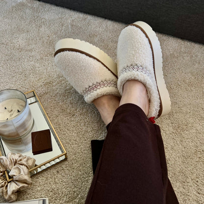 Sherpa Fleece Platform Slippers