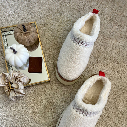 Sherpa Fleece Platform Slippers