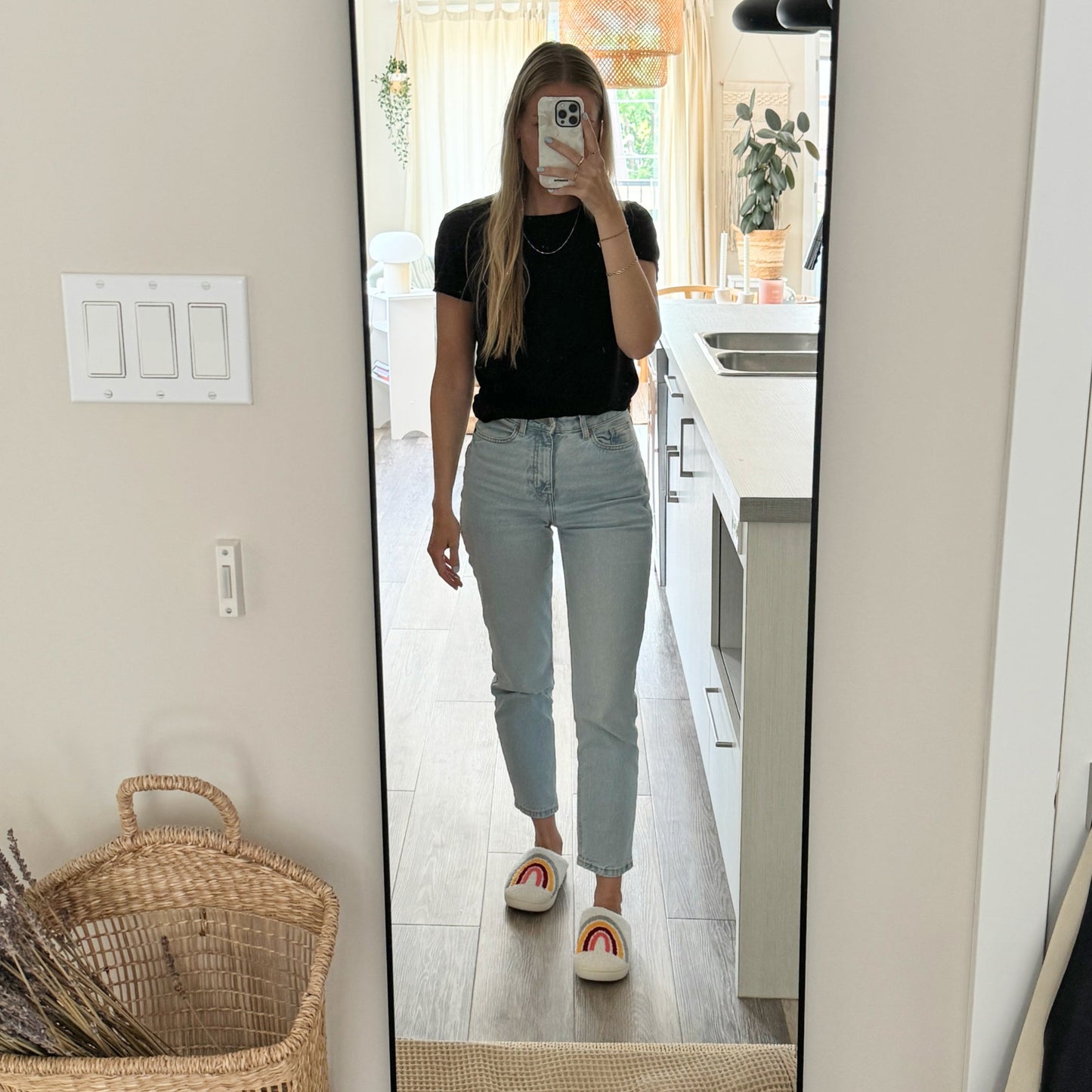 Rainbow and Flowers Plush Slippers