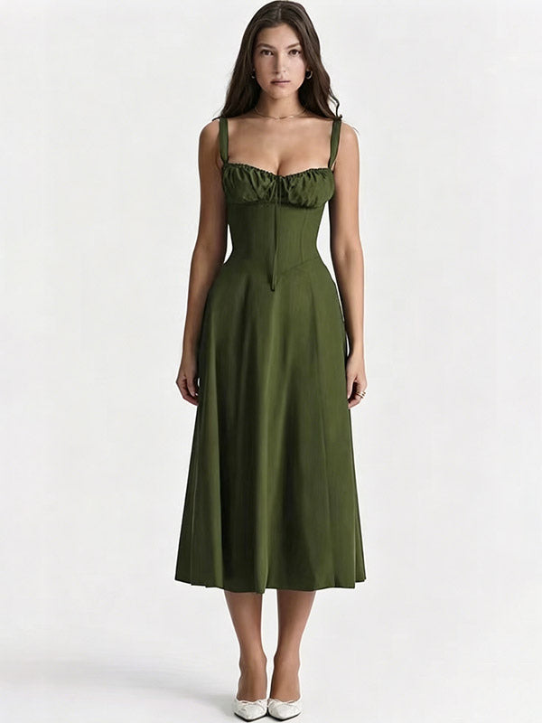 Floral Dress Midi Dress Dresses Floral Print High-slit Straps Neck Sleeveless Cottagecore Summer