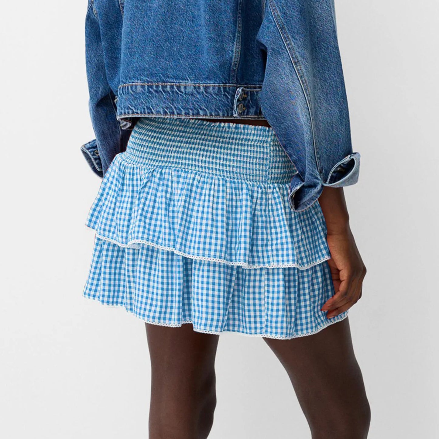 Elegant Layered Plaid Summer Skirt