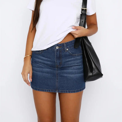 Button Up Slim Fit Denim Skirt