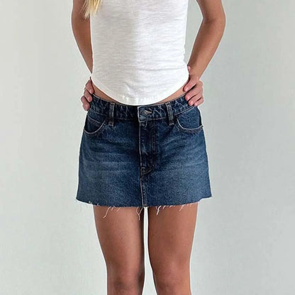Denim Cargo Pocket Vintage Skirt