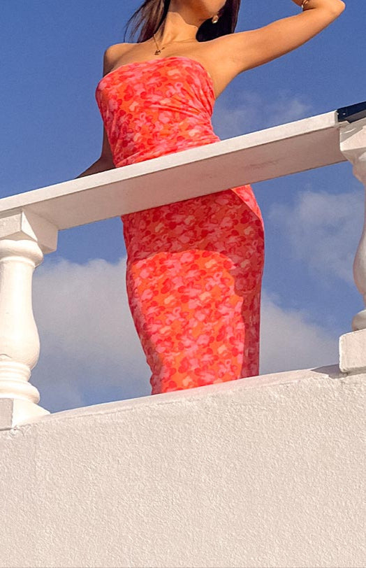 Petronilla Orange Floral Print Maxi Dress