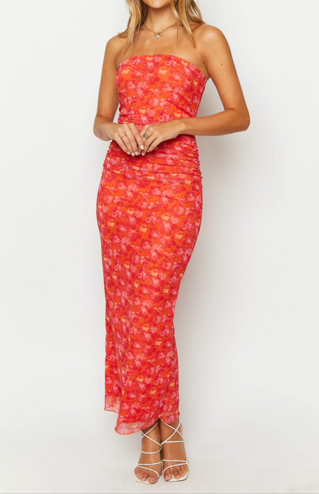 Petronilla Orange Floral Print Maxi Dress