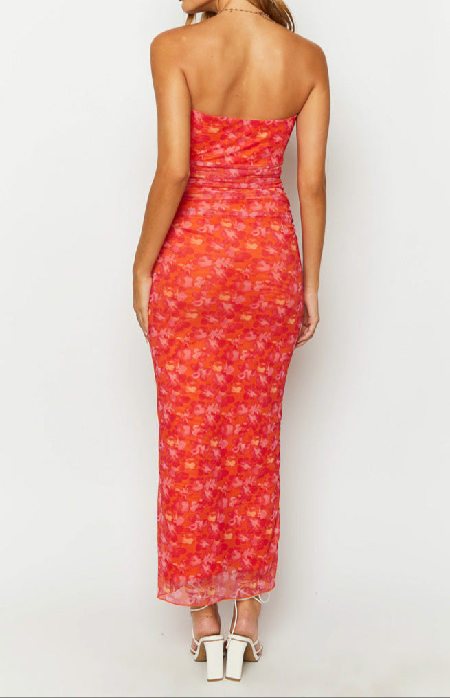 Petronilla Orange Floral Print Maxi Dress