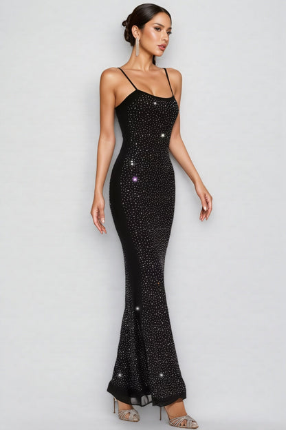 Russell Black Embellished Mesh Maxi Dress