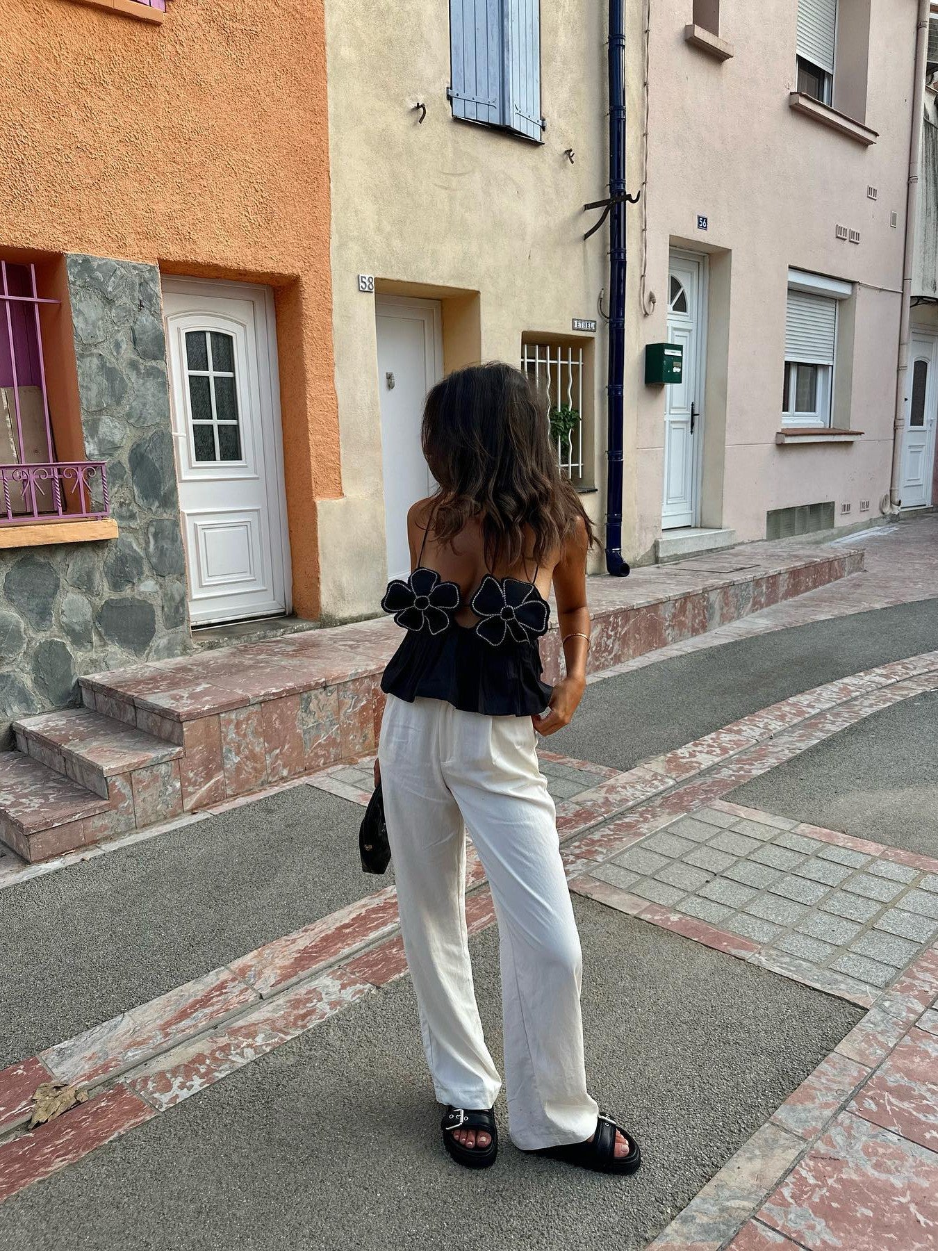 Applique Rhinestone Flowers Top