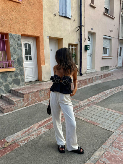 Applique Rhinestone Flowers Top