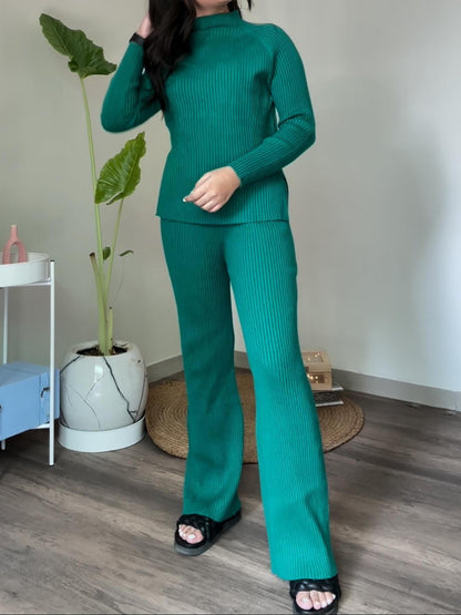 Stripe Soft Knit Turtle Neck Coord Set