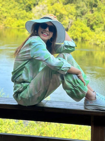 Green Tie Dye Shirt & Pants Coord Set