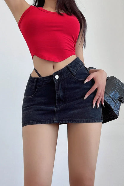 Beveled Cordage Raw Hem Skirt