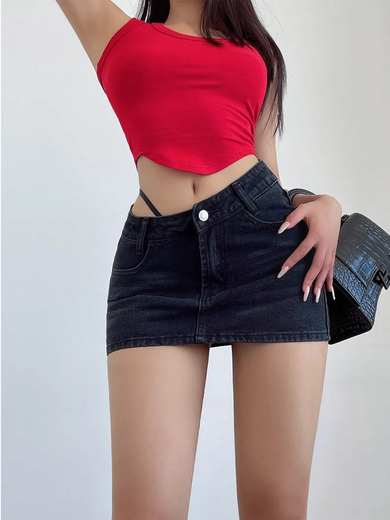 Beveled Cordage Raw Hem Skirt