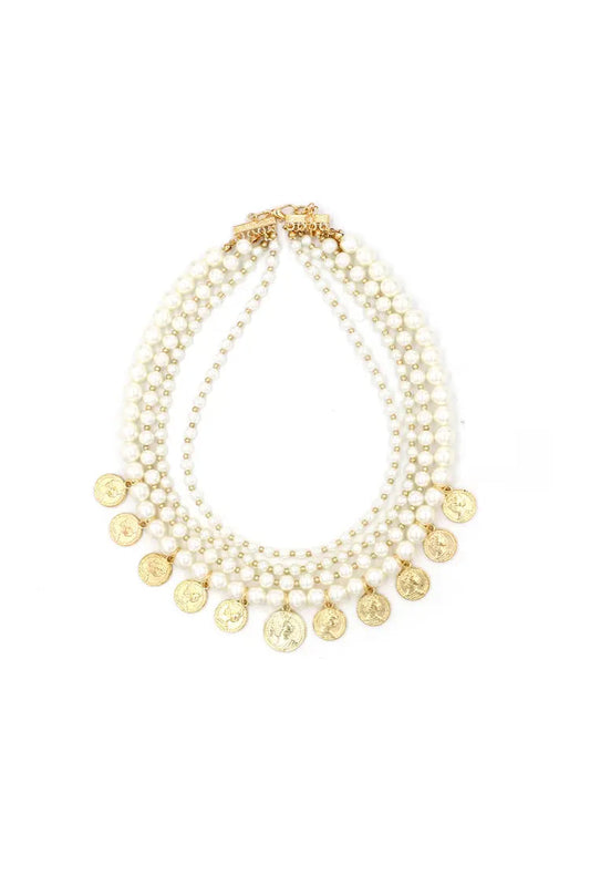 Isabel Pearl Gold Coin Necklace