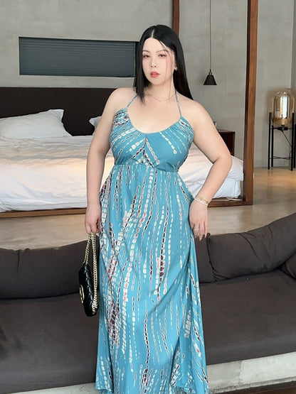 Holiday Halter Backless Dress · Plus-Size