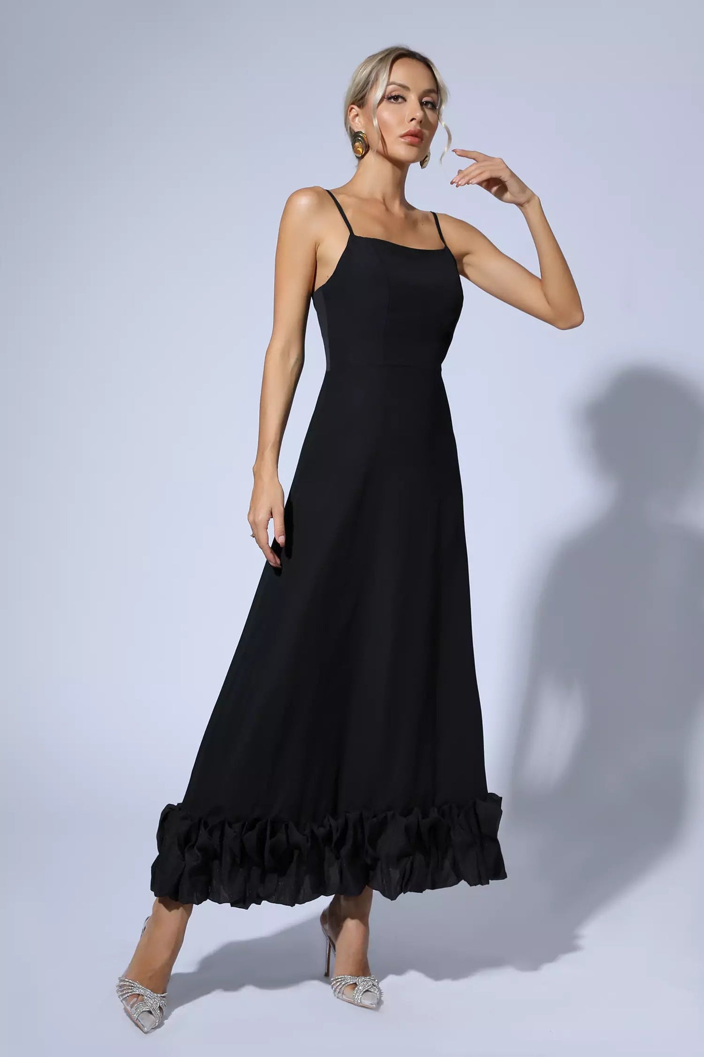 Izabella Black A-line Maxi Dress