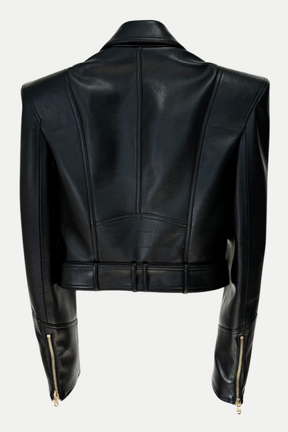 Izaiah Cropped Leather Jacket