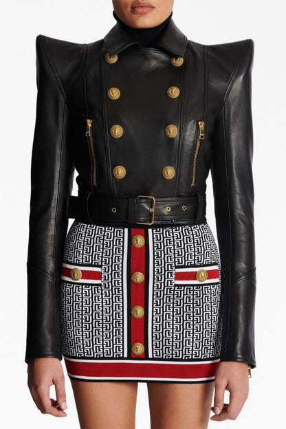 Izaiah Cropped Leather Jacket