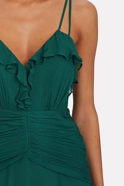 Ruffle Hem Cami Maxi Dress Green