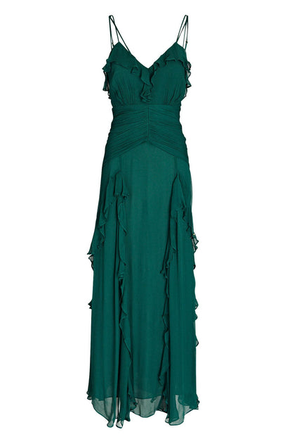 Ruffle Hem Cami Maxi Dress Green