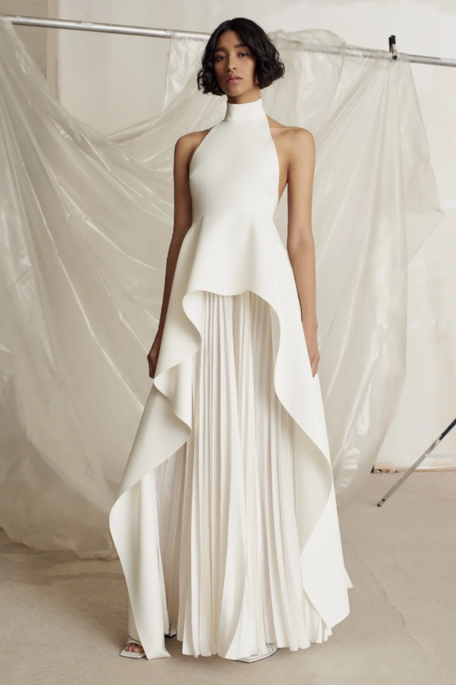 Crew Collar Sleeveless Backless Asymmetric Suit Dress