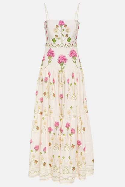 Floral Cami Tapered Waist Midi Dress