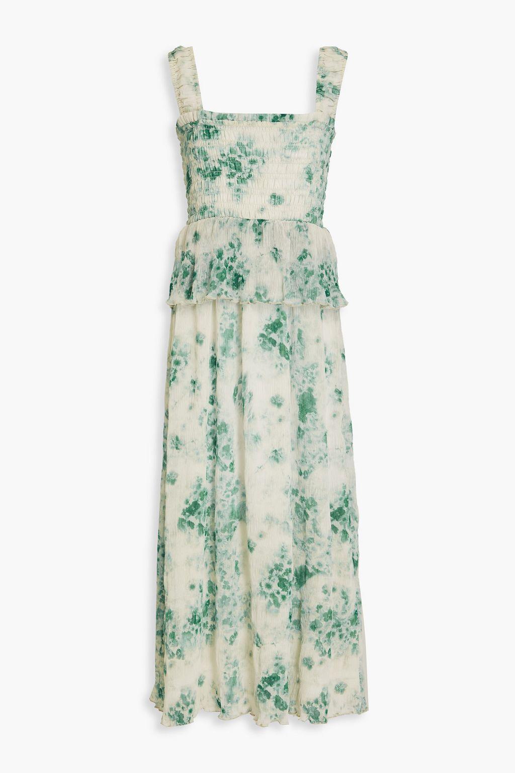 Abstract Print Cami Square Collar Ruffle Midi Dress