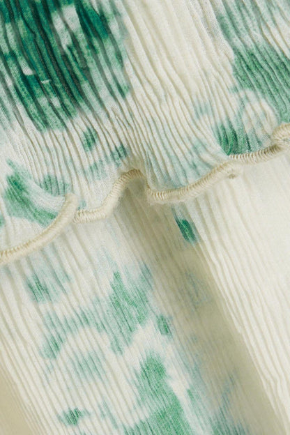 Abstract Print Cami Square Collar Ruffle Midi Dress