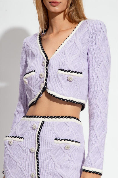 Long Sleeve V-Neck Knit Short Cardigan