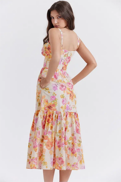 Floral Corset Cami Midi Dress