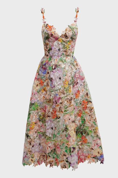 Floral Embroidered Lace Midi Dress
