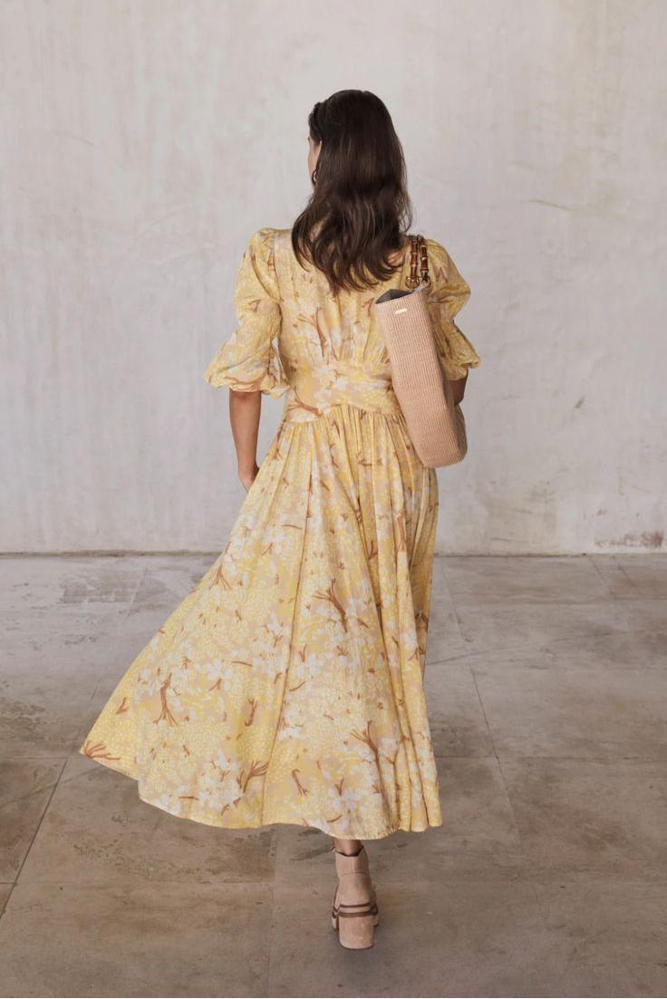 Chiffon Floral V-Neck Midi Dress With Belt