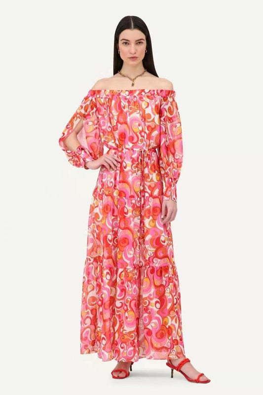 Floral Off-Shoulder Cut-Out Midi Dress
