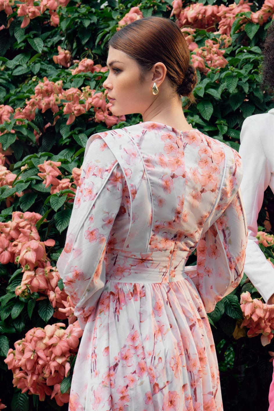 Floral Long Sleeve Single Breasted Midi Dress