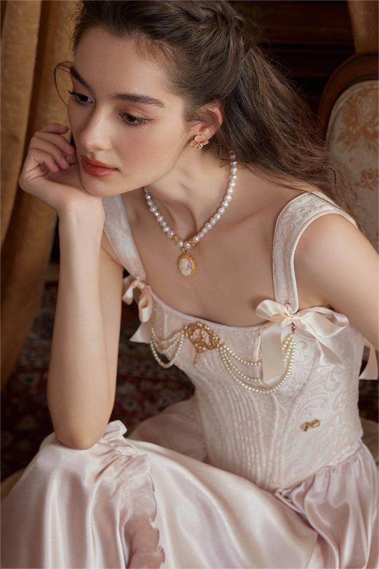Jacquard Bow Sleeveless Slip Corset