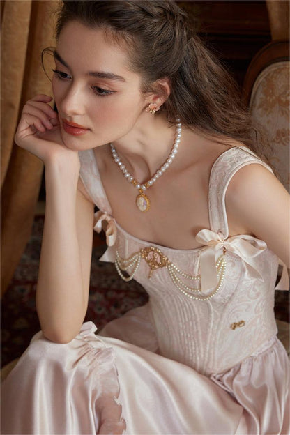 Jacquard Bow Sleeveless Slip Corset