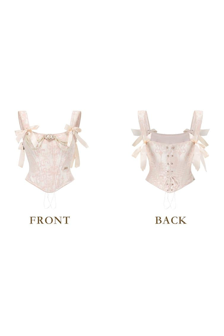 Jacquard Bow Sleeveless Slip Corset