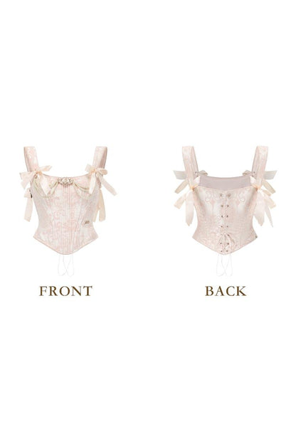 Jacquard Bow Sleeveless Slip Corset
