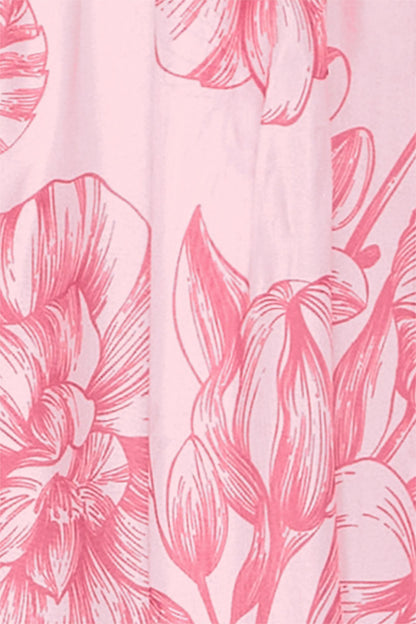 Floral Lantern Sleeve Midi Dress With Belt