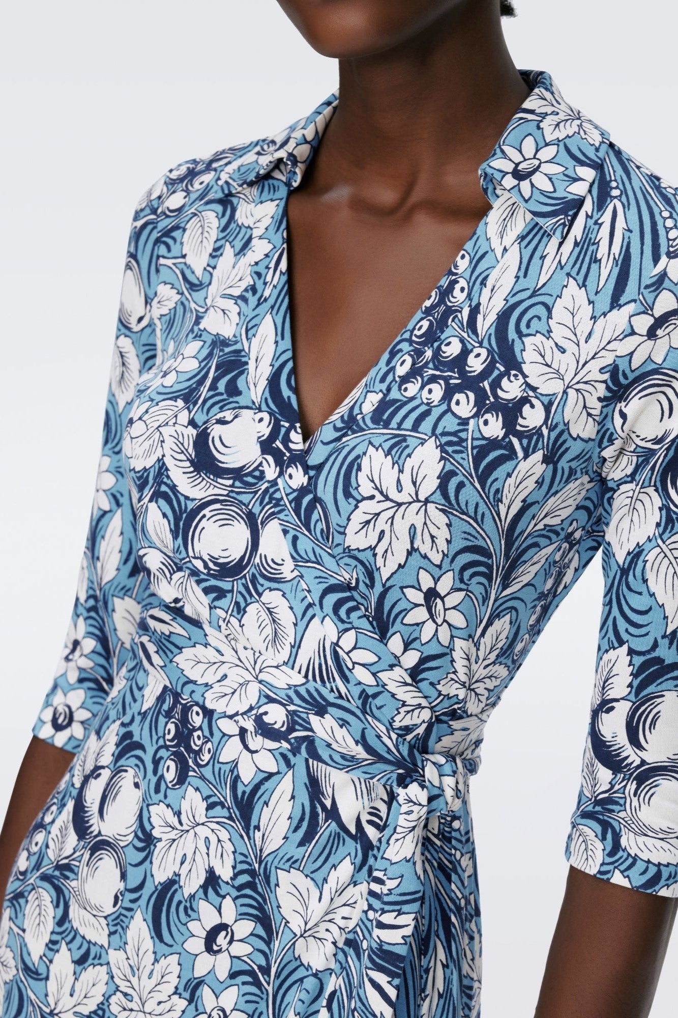 Floral Mid Sleeve Lace Up Wrap Midi Dress